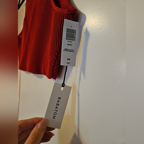 NWT // Babaton Rory Sculpt Knit Racer Ribbed Tank - Miracle Red - Picture 3 of 7
